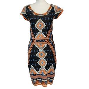 JEALOUS TOMATO Geometric Aztec Print  Bodycon Dress Sz M